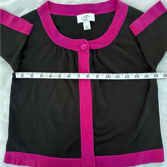 Loft (Ann Taylor) Combo Pink/Black Ribbon Dressy Tank and Cropped sweater set - Picture 7 of 12